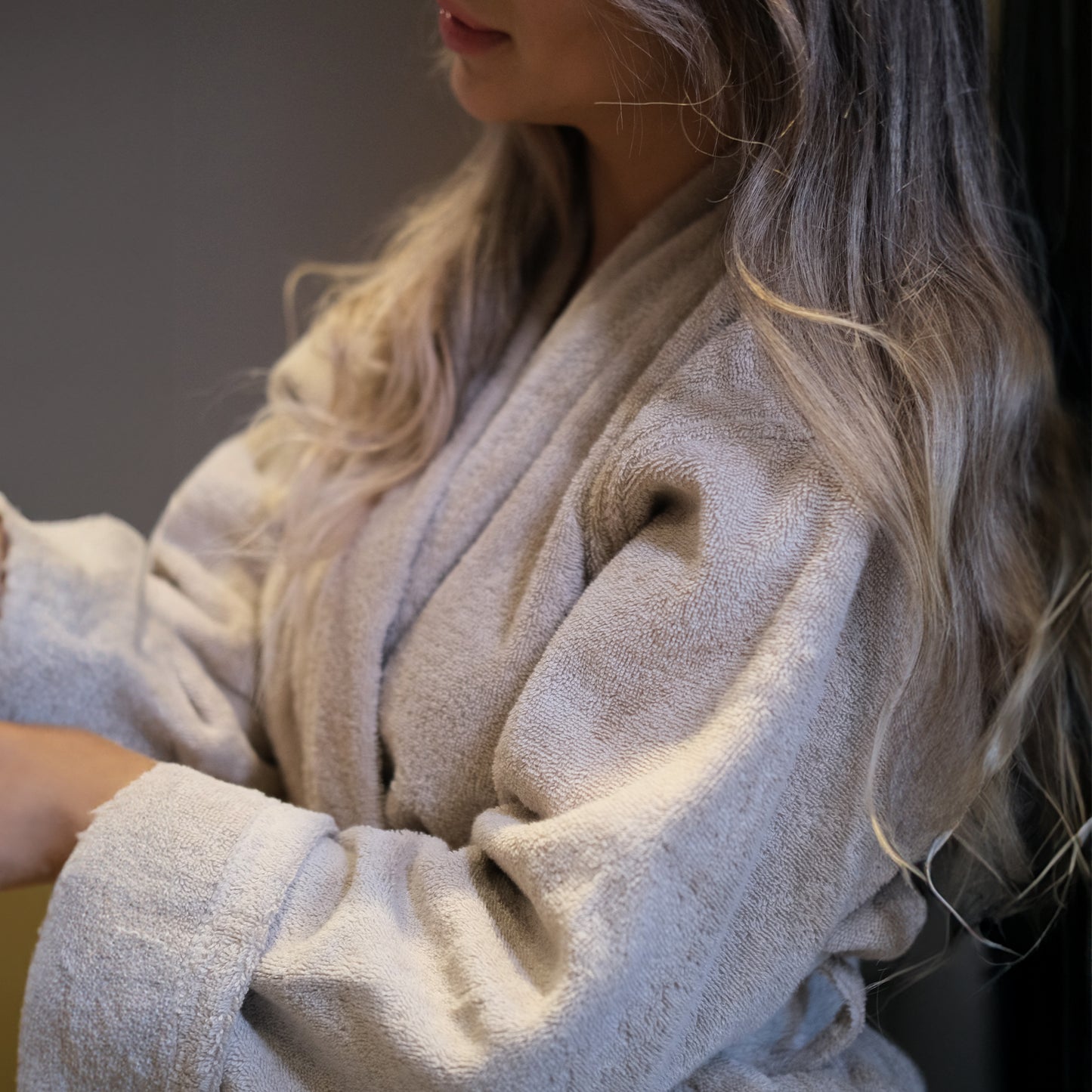 Unisex-Bademantel aus 100 % Bio-Baumwolle – Beige